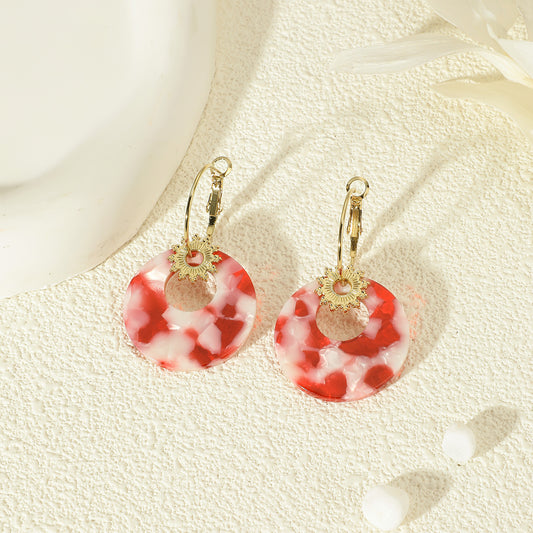 Boucles d'oreilles Dorées Soleil Pendantes Acrylique