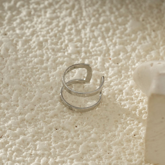 Bague d'oreille earcuff Argenté Fin À Double Anneau Texturé