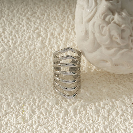 Bague d'Oreille Argenté Multi Anneaux Élégants