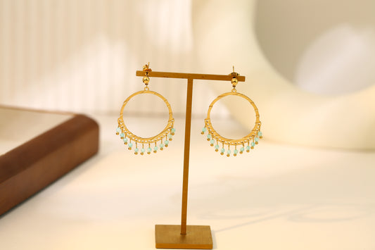 Boucles d'oreilles dorées cercle avec pendentifs