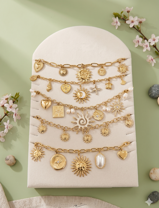 Lot de 5 bijoux à pendentifs été thème blanc