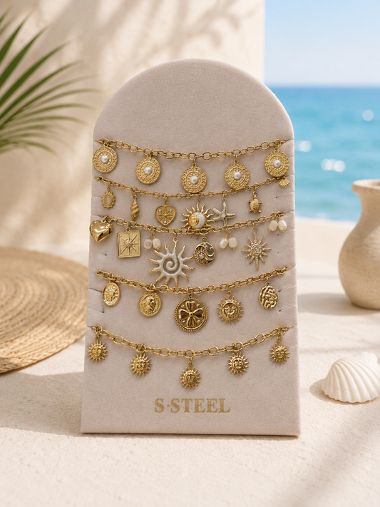 Lot de 5 bijoux à pendentifs été thème blanc