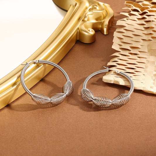 Boucles d'Oreilles Argentées Créoles Demi-Rouleaux