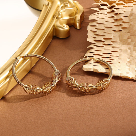 Boucles d'Oreilles Dorées Créoles Demi Rouleaux