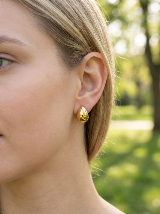 Boucles d'Oreilles Dorées Puces Epaisses Brillantes