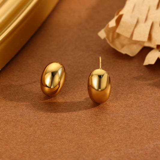 Boucles d'Oreilles Dorées Puces Epaisses Brillantes