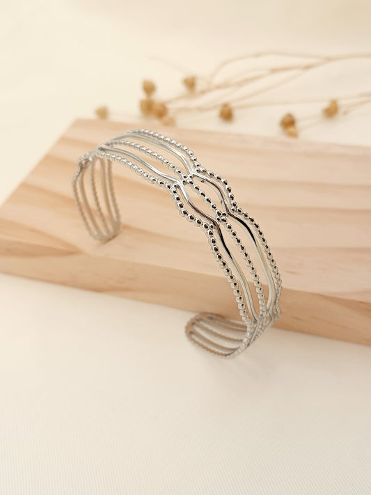 Bracelet jonc argenté multi lignes