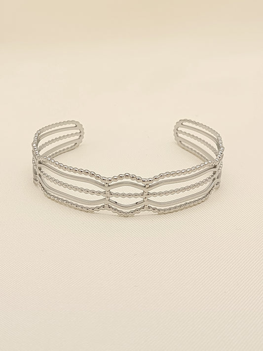 Bracelet jonc argenté multi lignes