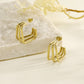 Boucles d'oreilles dorées carrées triple