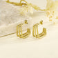 Boucles d'oreilles dorées carrées triple