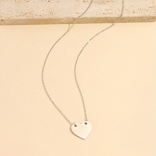 Collier Argenté Avec Pendentif Plaque Cœur Brillante à Graver