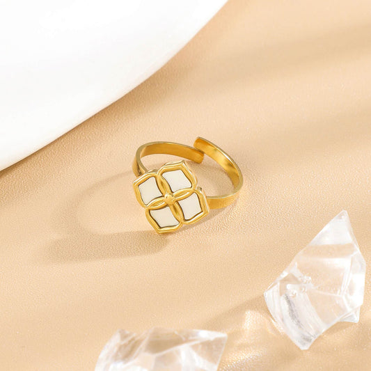Bague Dorée Ouverture Floral Nacre