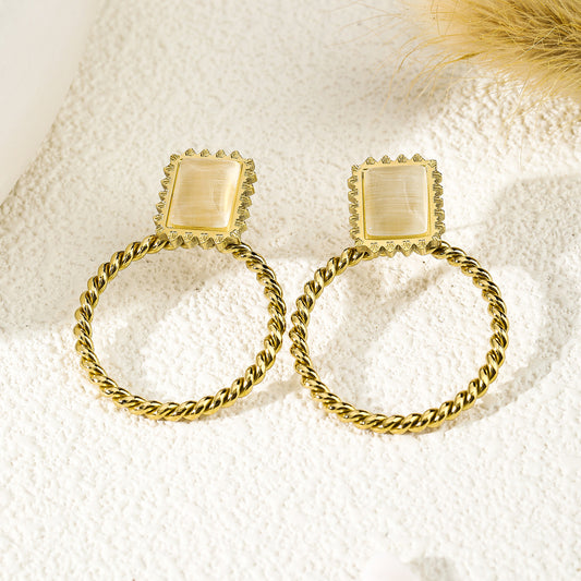 Boucles d'oreilles carré avec cercle en tresse