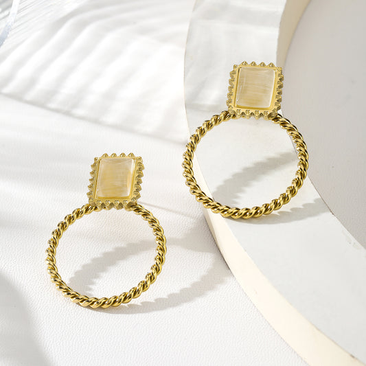 Boucles d'oreilles carré avec cercle en tresse