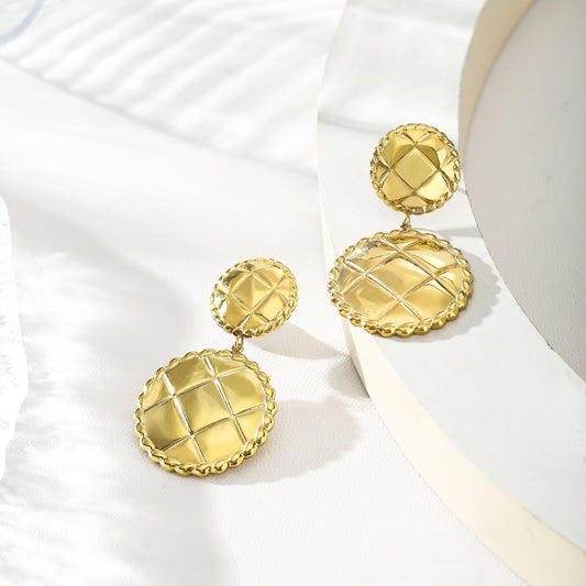 Boucles d'oreilles double cercle effet tissu tweed