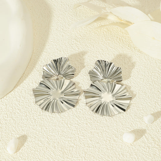 Boucles D'oreilles Argentées Fleurs Pendantes