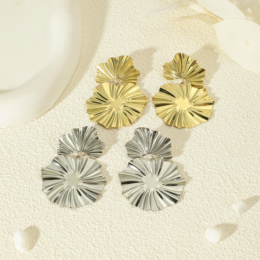 Boucles D'oreilles Argentées Fleurs Pendantes