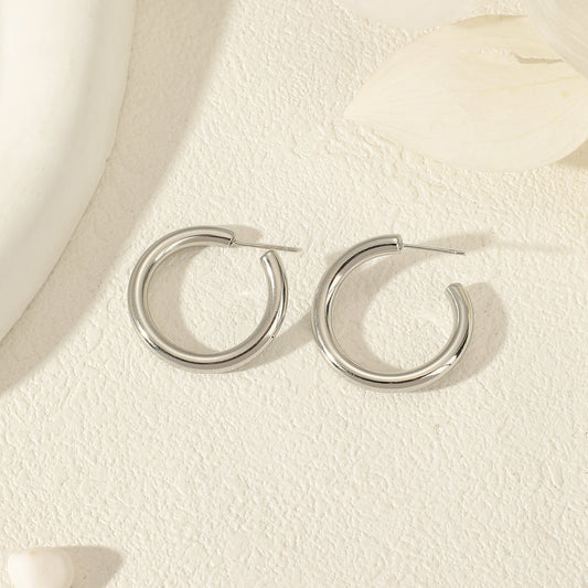 Boucles D'oreilles Argentées Cercles Ondulées