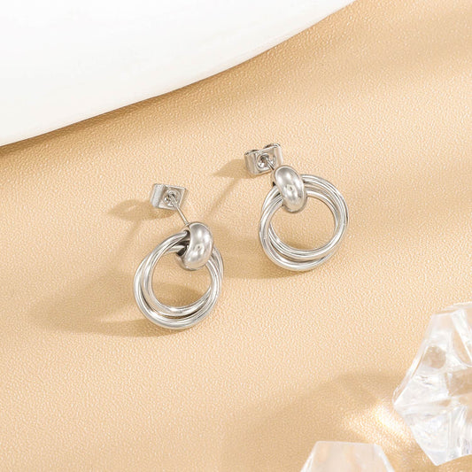 Boucles D'oreilles Argentées Puces Double Cercle