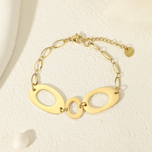 Bracelet Chaîne Dorée Gros Maillons Ovales Triple