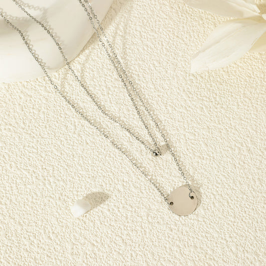 Collier Chaînette Argentée Double Chaîne Boule et Plaque à Gravure