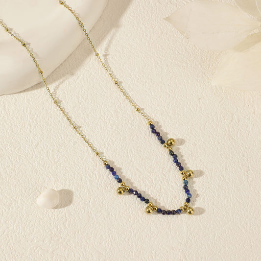 Collier Chaîne Dorée Pendentif Pierre Lapis Lazuli