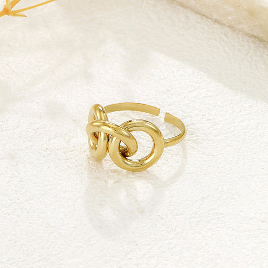 Bague Dorée Ajustable Anneaux Entrelacés