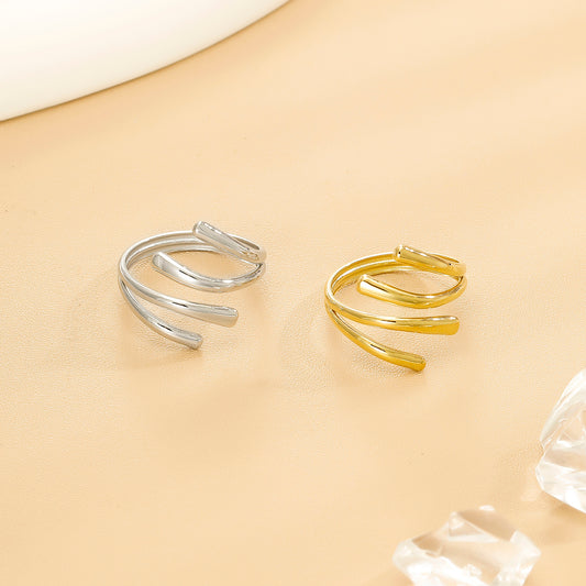 Bague Argentée Ajustable Devant Asymétrique