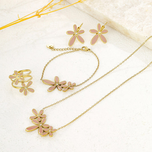 Boucles d'oreilles dormeuses marguerite rose