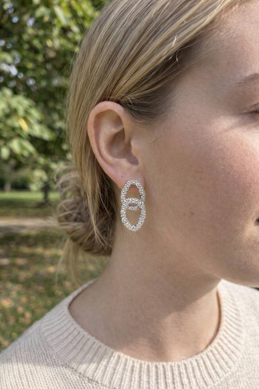 Boucles d'oreilles double cercles texturée scintillante
