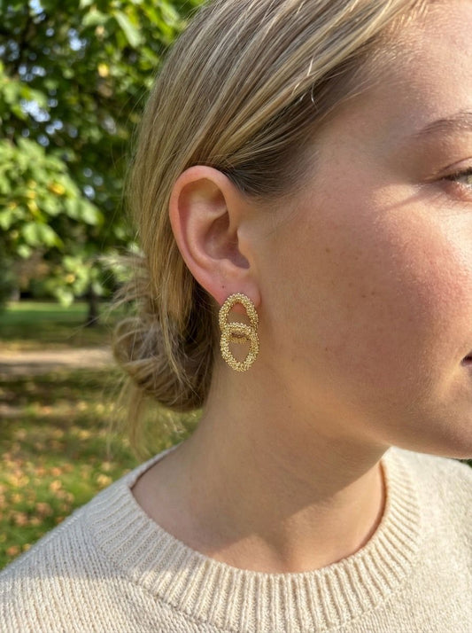 Boucles d'oreilles double cercles texturée scintillante