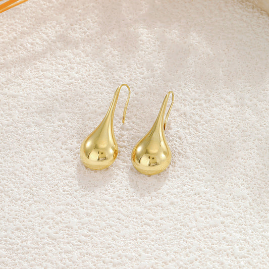 Boucles d'oreilles dorées gouttes effet miroir