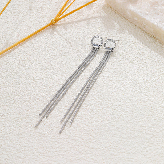 Boucles d’oreilles pendantes maillons serpent rond