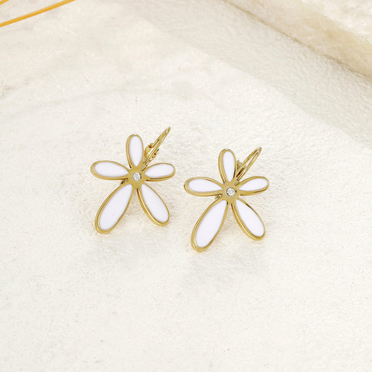 Boucles d'oreilles dormeuses marguerite blanche