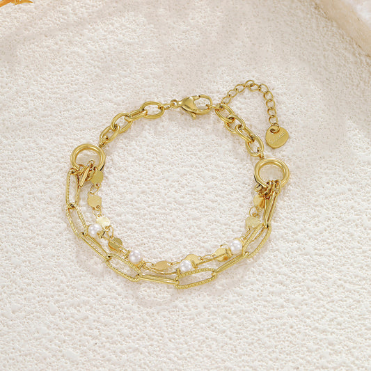 Bracelet multi chaîne personnalisable avec anneau