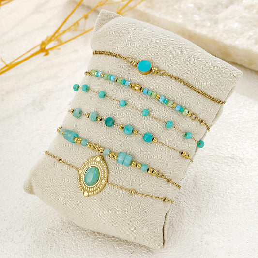Lot de 6 bracelets pierres naturelles amazonite