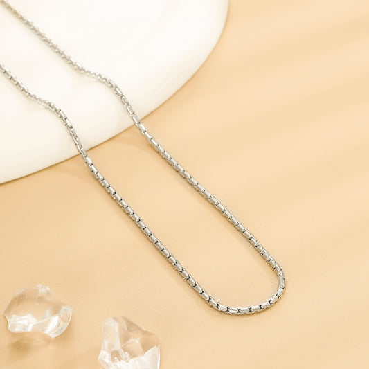 Collier Chaîne Maille Carrée Argentée
