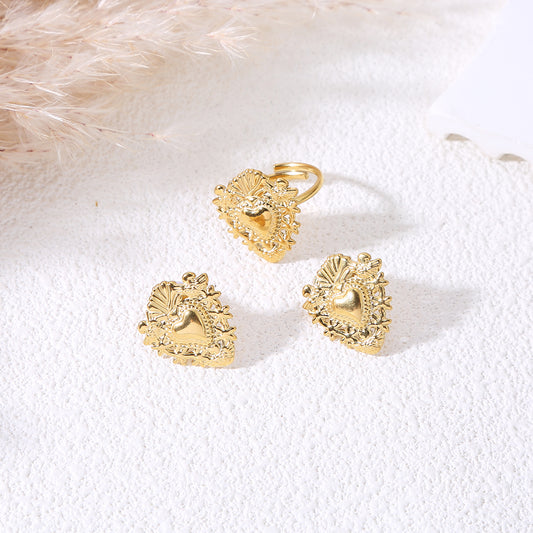 Bague fine dorée avec cœur ex-voto