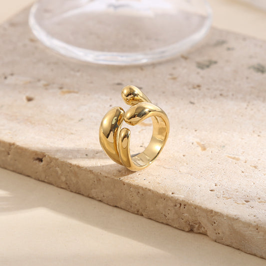 Bague phalange dorée double branches ouverture avant