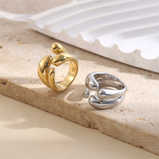 Bague phalange dorée double branches ouverture avant