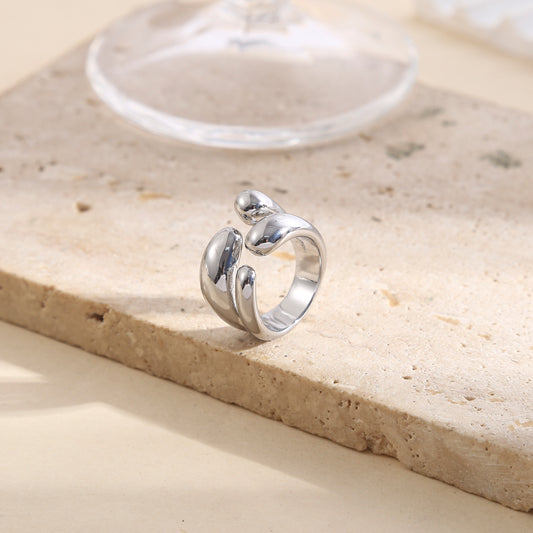 Bague phalange argentée double branches ouverture avant