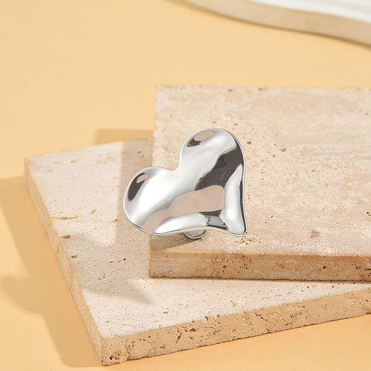 Bague Plaque Cœur Brillante Ajustable