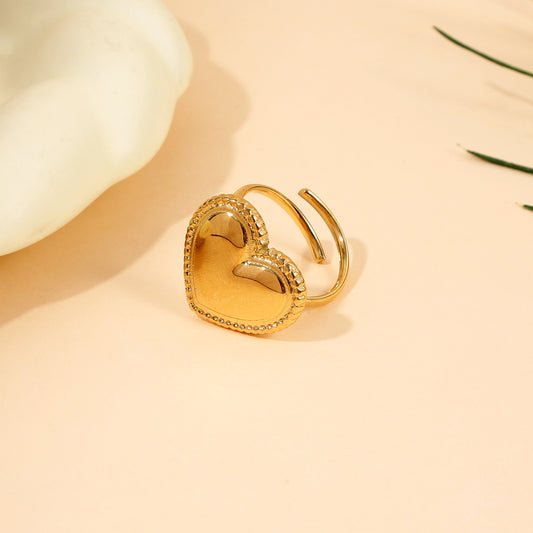 Bague Dorée Ajustable Cœur Royal