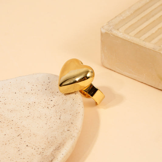 Bague Ajustable Cœur Brillant Lisse