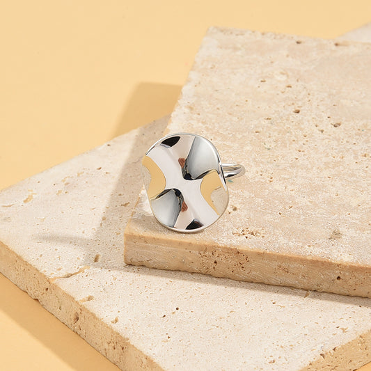 Bague Argentée Plaque Ronde Ajustable