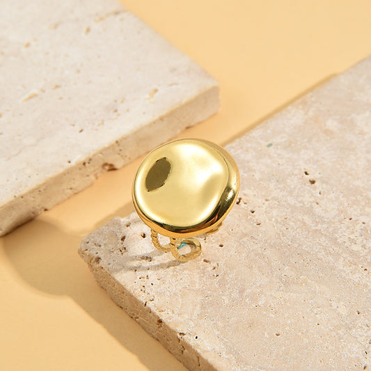Bague Dorée Plaque Ronde Concave Ajustable
