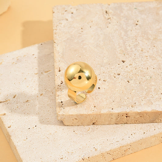 Bague Dorée Large Boule Ronde Ajustable