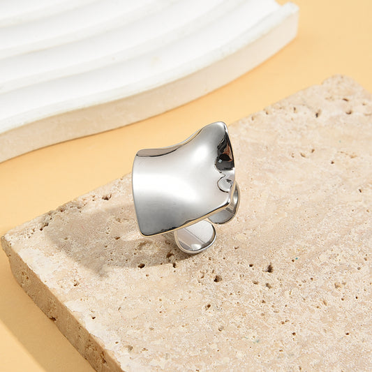 Bague Argentée Plaque Losange Ajustable