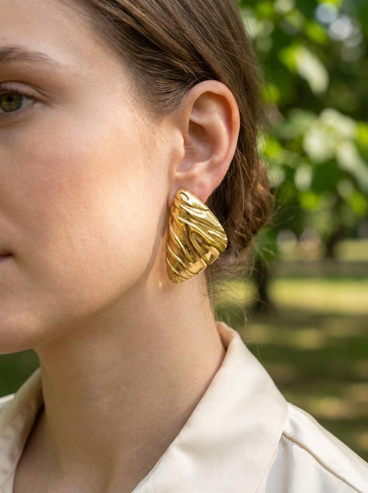 Boucles d'Oreilles Triangles Motif Bandes Irrégulières