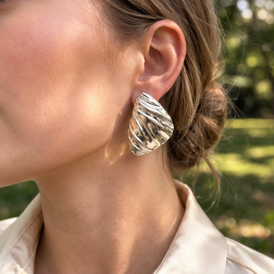 Boucles d'Oreilles Triangles Motif Bandes Irrégulières